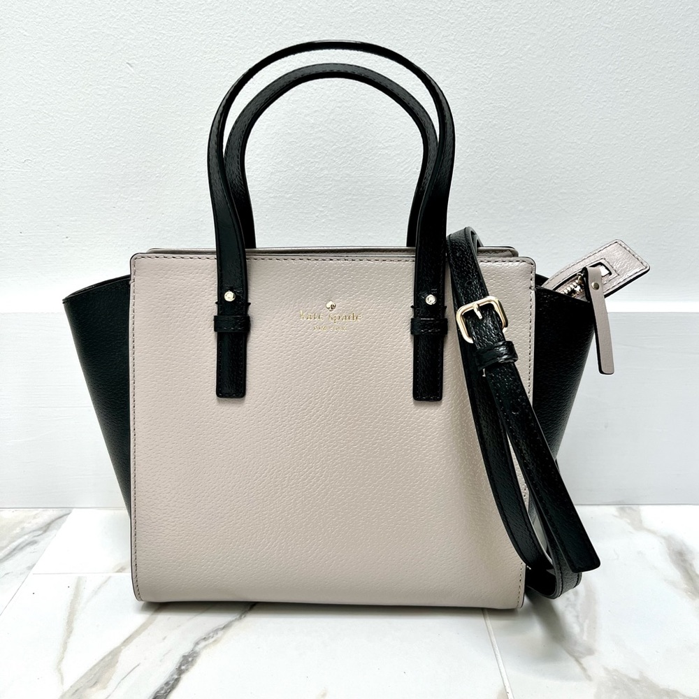 Kate Spade Small Hayden Grand Street Black and Greige Satchel